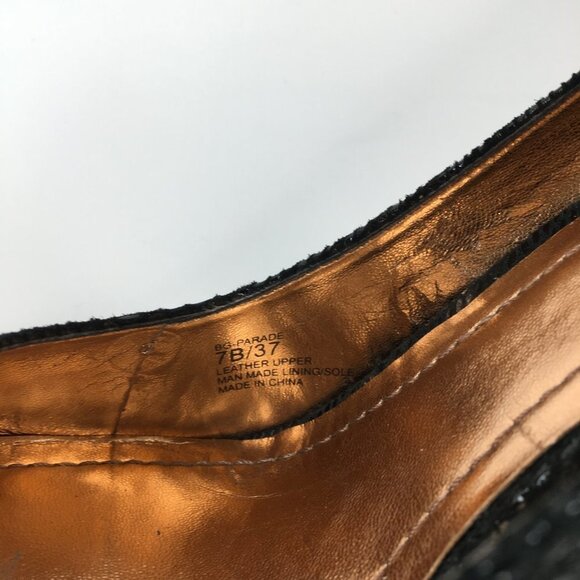 BCBGeneration Parade Embossed Snakeskin Black Platform Pumps Heels Size 7B - Picture 10 of 13